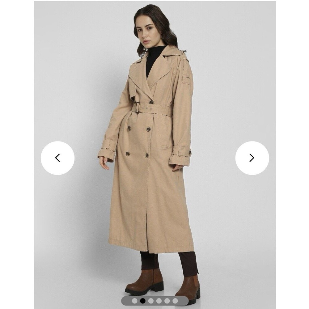 American Eagle NWT Womens Medium Tan Brown Trench Coat Belted Cotton